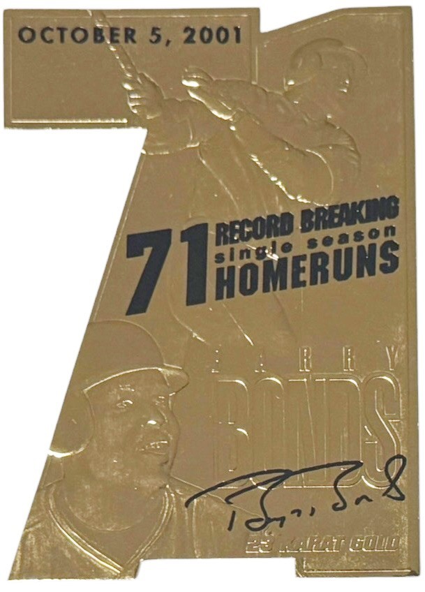 Barry Bonds 2001 23 Karat Gold 71 Homeruns Die-Cut Card - San Francisco Giants