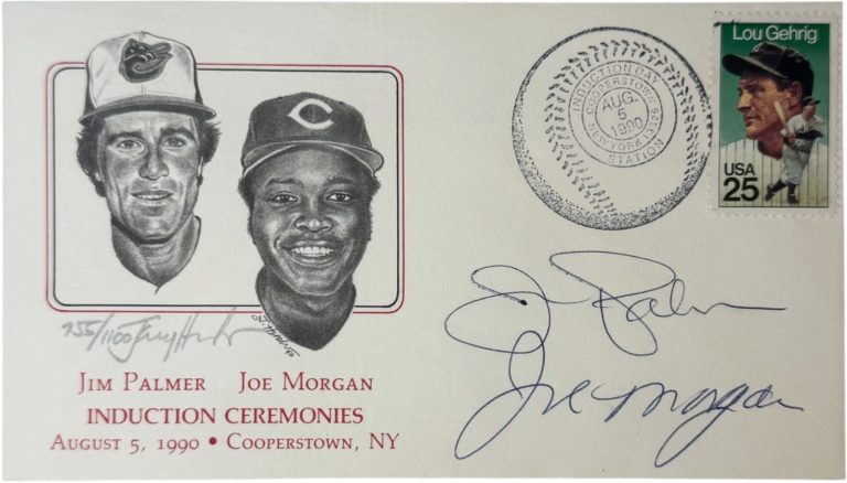 Jim Palmer/Joe Morgan dual signed August 5, 1990 HOF First Day Cover /1100 - COA