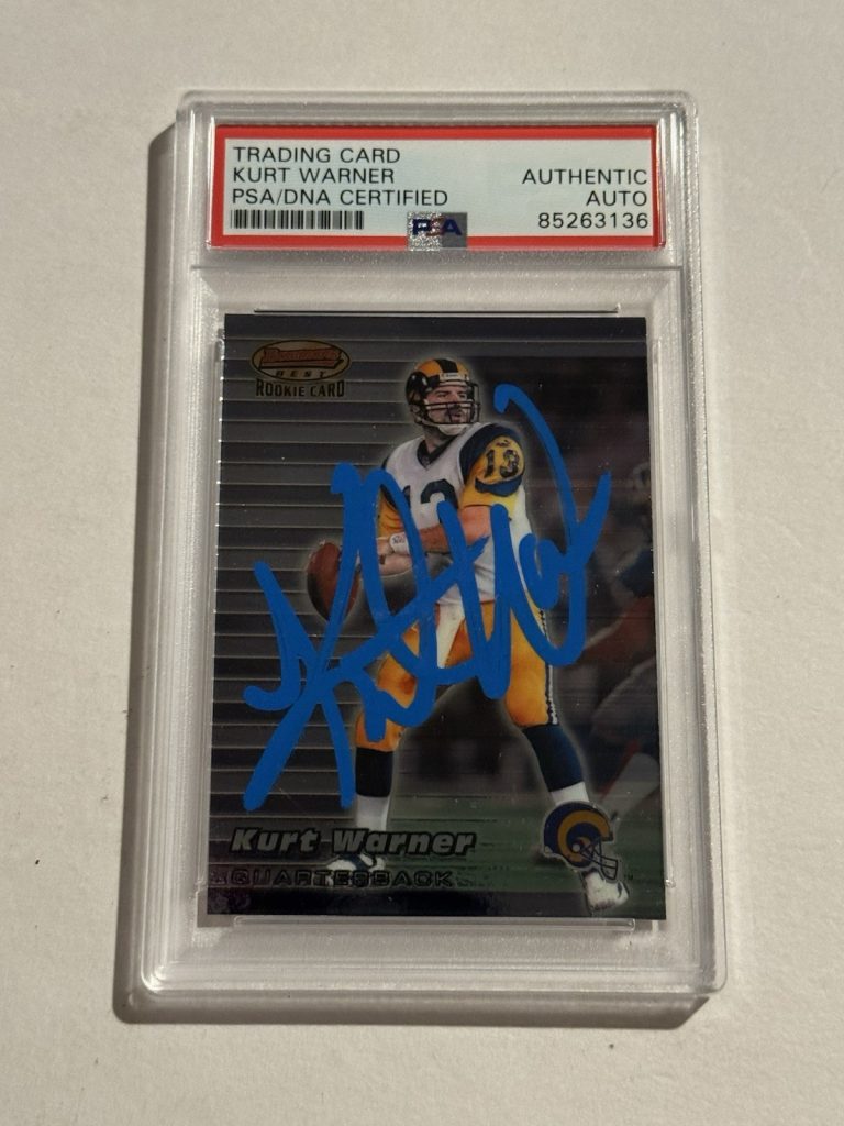 Kurt Warner Signed 1999 Bowman's Best #110 RC Rookie Blue Ink AUTO PSA/DNA