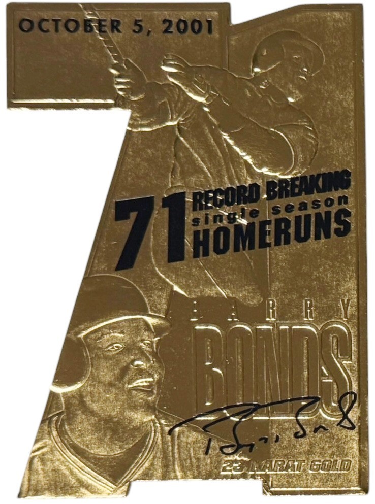 Barry Bonds 2001 23 Karat Gold 71 Homeruns Die-Cut Card - San Francisco Giants