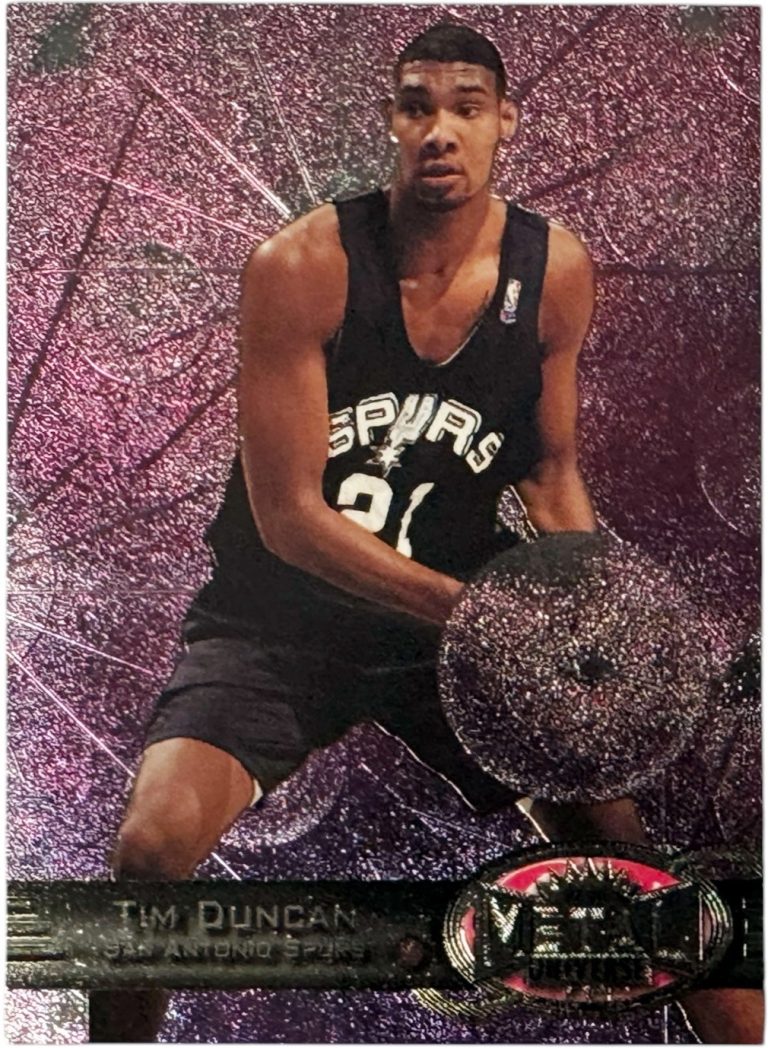 Tim Duncan 1997-98 SkyBox Metal Universe Rookie Card Foil (RC) #66  -(Spurs/HOF)