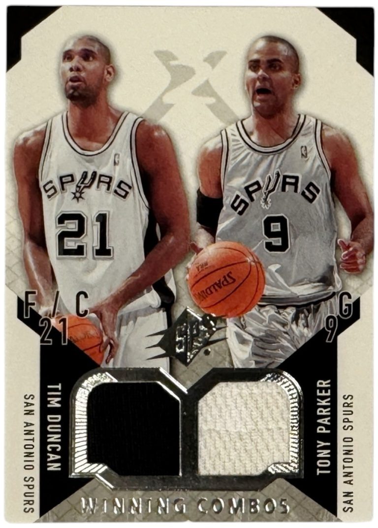 Tim Duncan/Tony Parker 2004-05 UD SPx Winning Combos Materials Card #WC-DP Spurs