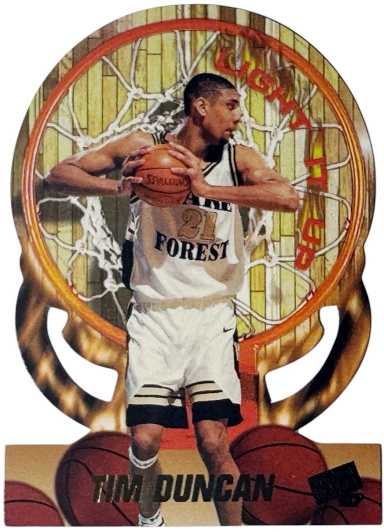 Tim Duncan 1997 Press Pass Light It Up Die-Cut Rookie Card (RC) #LU1 (Spurs/HOF)