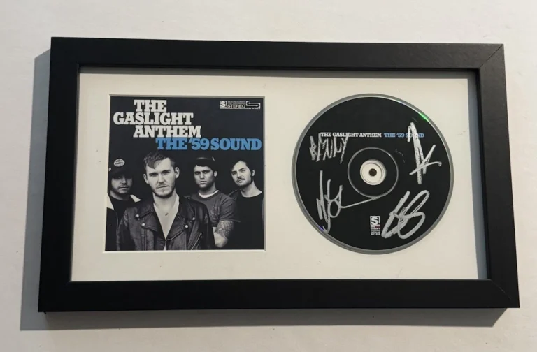 THE GASLIGHT ANTHEM FULL BAND SIGNED THE ‘59 SOUND CD FRAMED BRIAN FALLON COA