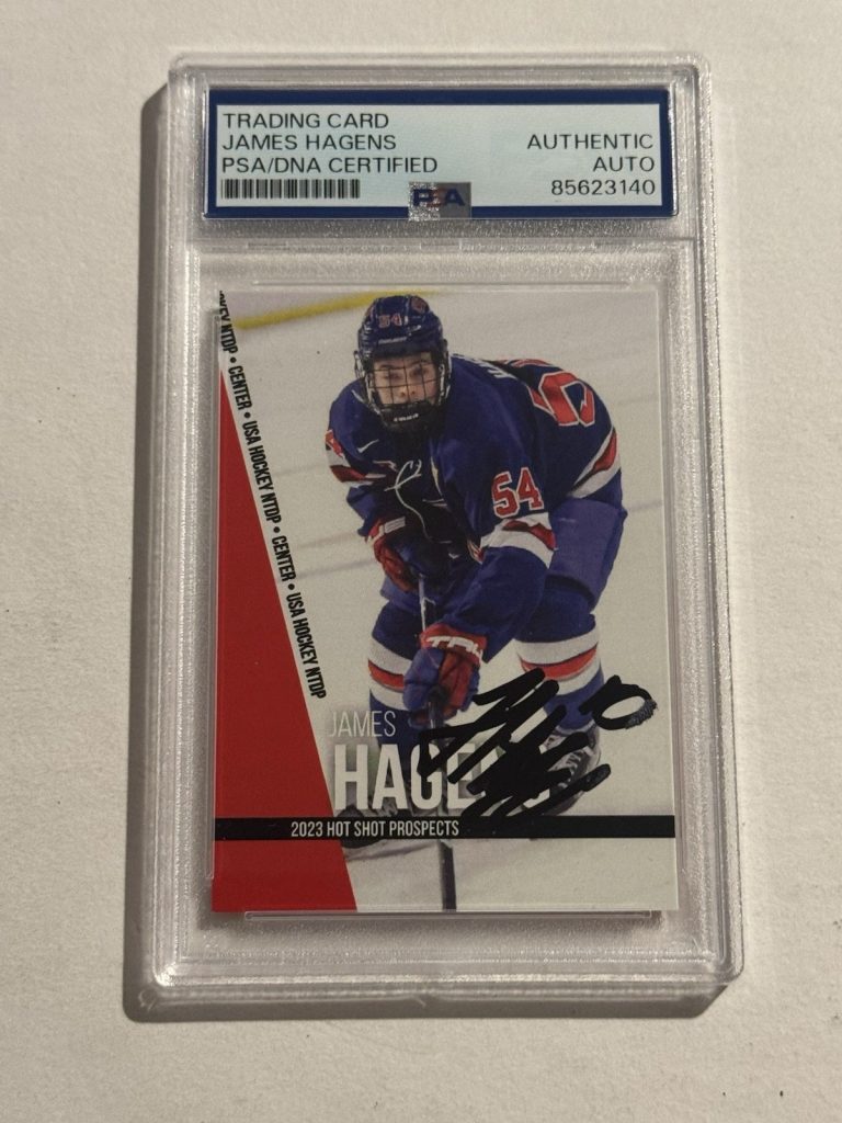 JAMES HAGENS SIGNED HOCKEY NHL PROSPECT ROOKIE RC CARD AUTO 1st ROUND PICK PSA