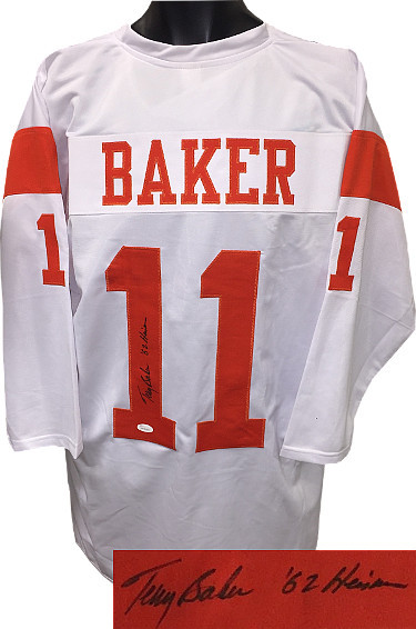 Terry Baker signed White TB Custom Jersey 3/4 Sleeves '62 Heisman XL- JSA