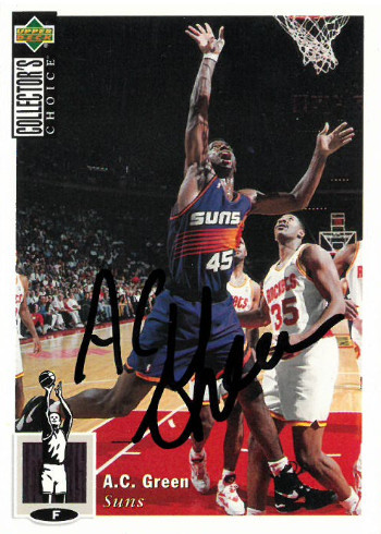 AC (A.C. Green signed Suns 94-95 Upper Deck Collector's Choice On Card #145- COA