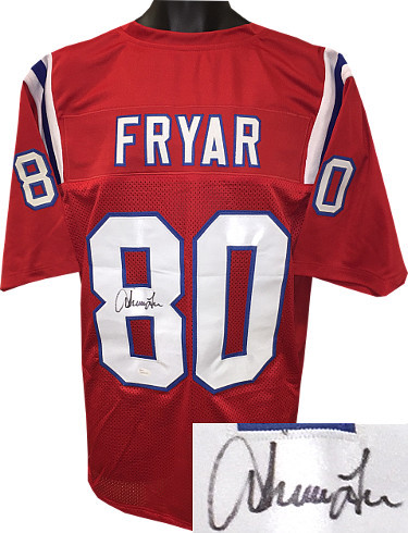 Irving Fryar signed Red TB Pro Style Football Jersey- JSA Witnessed Hologram