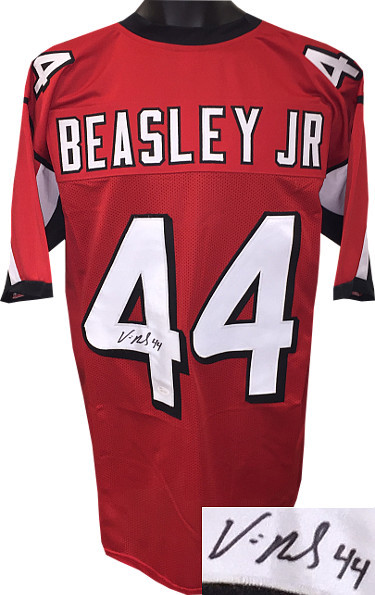 Vic Beasley, Jr. signed Red Custom Pro Style Jersey XL minor spot- JSA ITP Holo