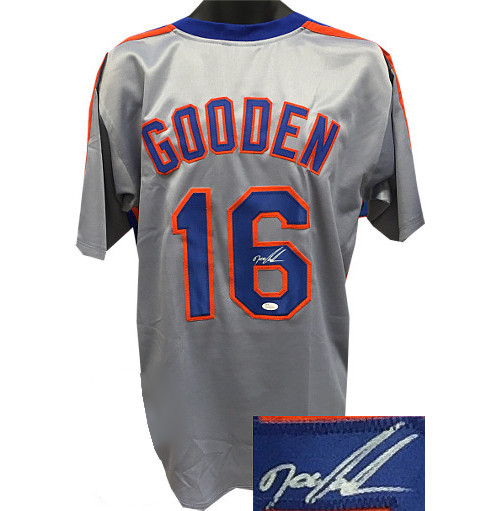 Dwight/Doc Gooden signed Gray TB Custom Stitched Jersey XL- JSA Witnessed Holo