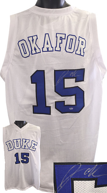 Jahlil Okafor signed White Stitched Basketball Jersey XL (Final Four)- Schwartz