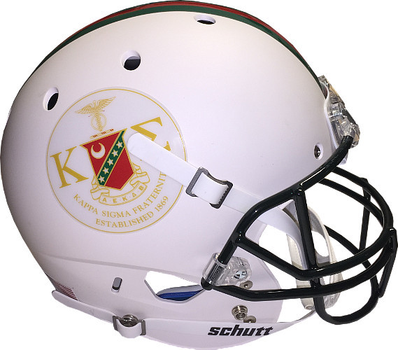 Kappa Sigma Fraternity Logo White Matte Schutt Full Size Rep Football Helmet NEW