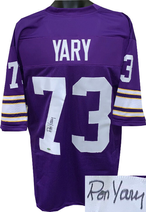 Ron Yary signed Purple TB Custom Stitched Pro Style Football Jersey XL-Leaf Holo