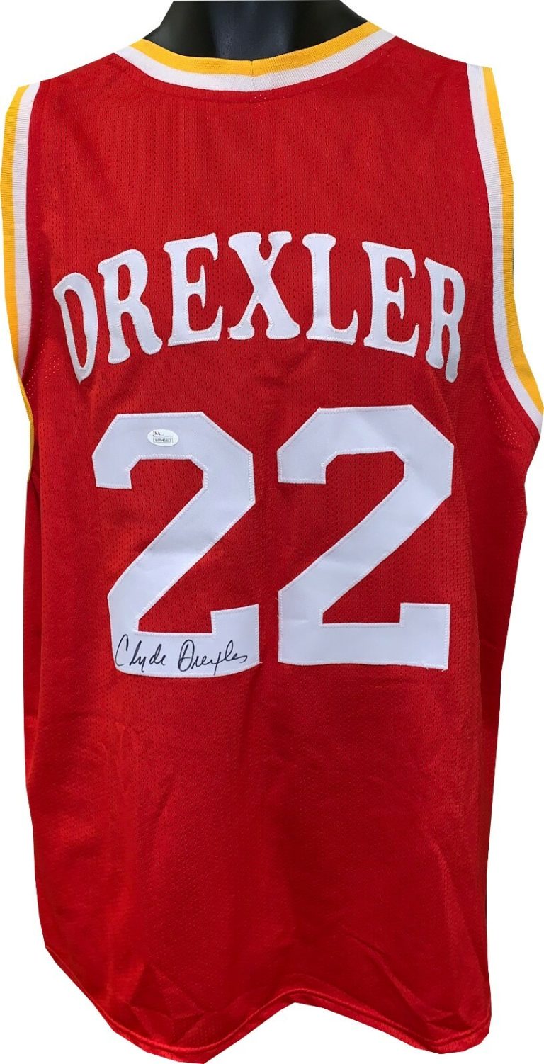 Clyde Drexler signed Red TB Custom Stitched Pro Jersey- JSA Hologram #WP945813