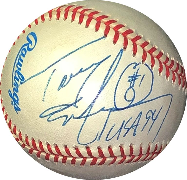 Tony Meola signed ROAL Rawlings OFC AL Baseball USA 94 minor tone spots- JSA