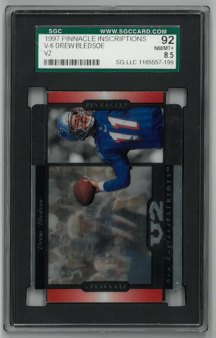 Drew Bledsoe Patriots 1997 Pinnacle Inscriptions Card- SGC Graded 92/8.5 NM-MT