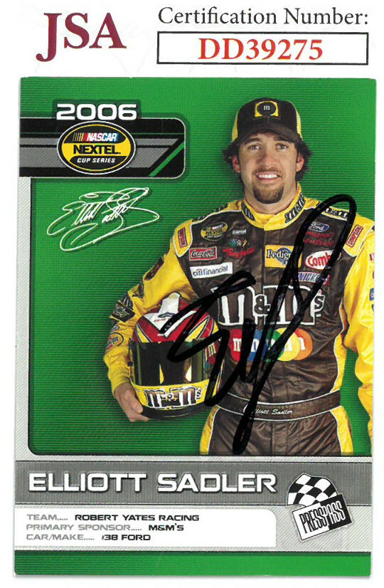 Elliott Sadler signed NASCAR 2006 Press Pass Card #D17/25- JSA Holo #DD39275