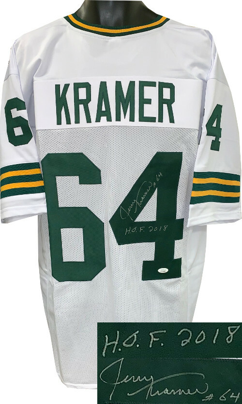 Jerry Kramer signed White TB Pro Style Jersey #64 HOF XL- JSA Witnessed Holo