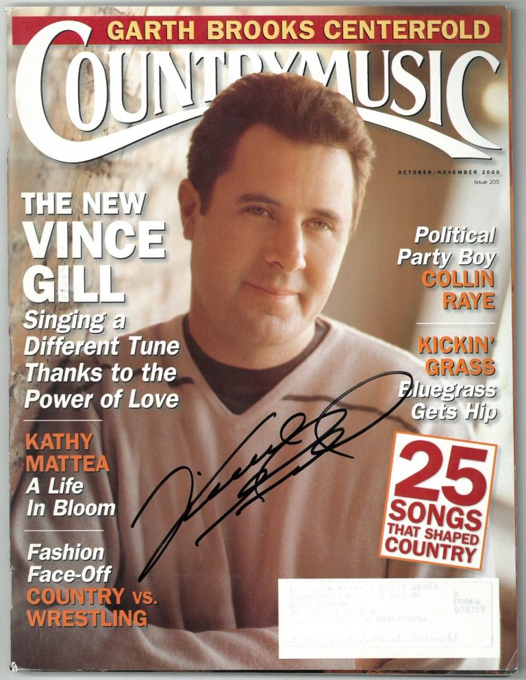 Vince Gill signed Country Music Full Magazine October/November 2000- JSA Holo