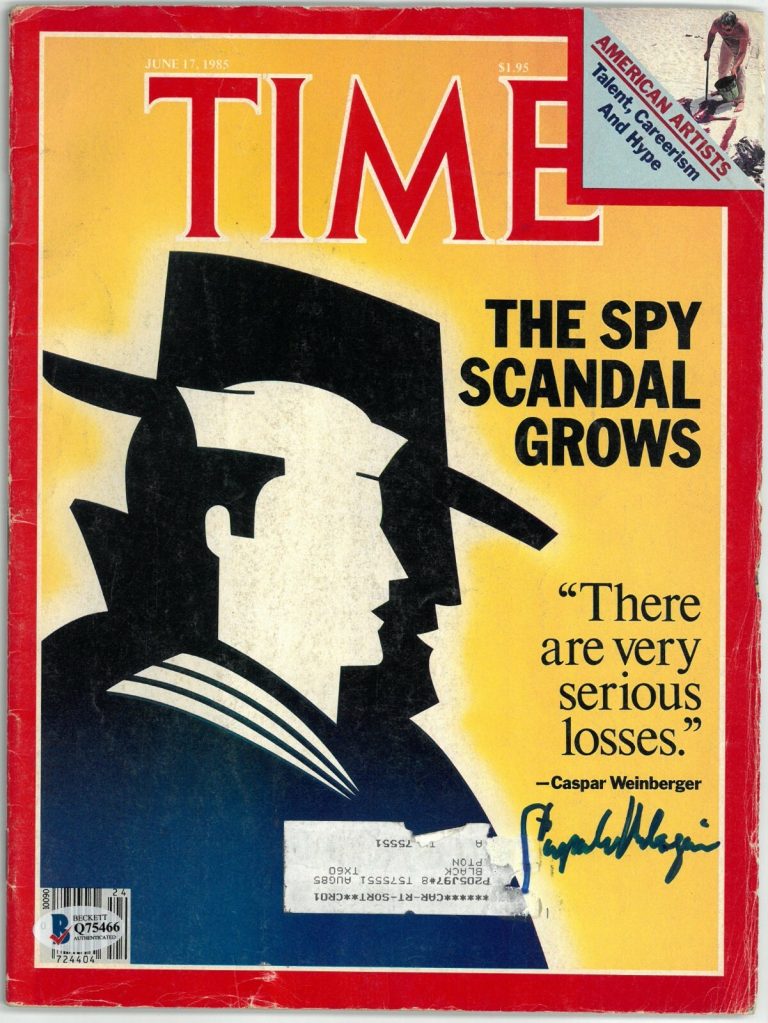 Caspar Weinberger signed TIME Full Magazine 5/17/1985 -BECKETT SECRETARY DEFENSE