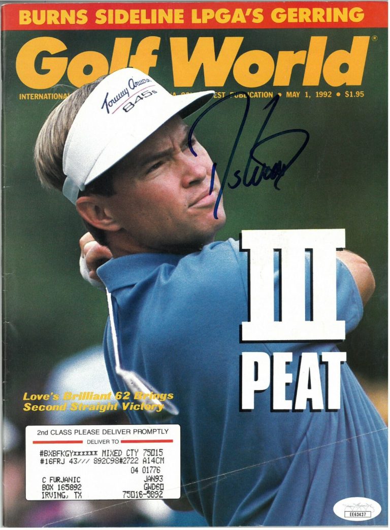 Davis Love, III signed Golf World Full Magazine crease 5/1/1992- JSA #EE63437