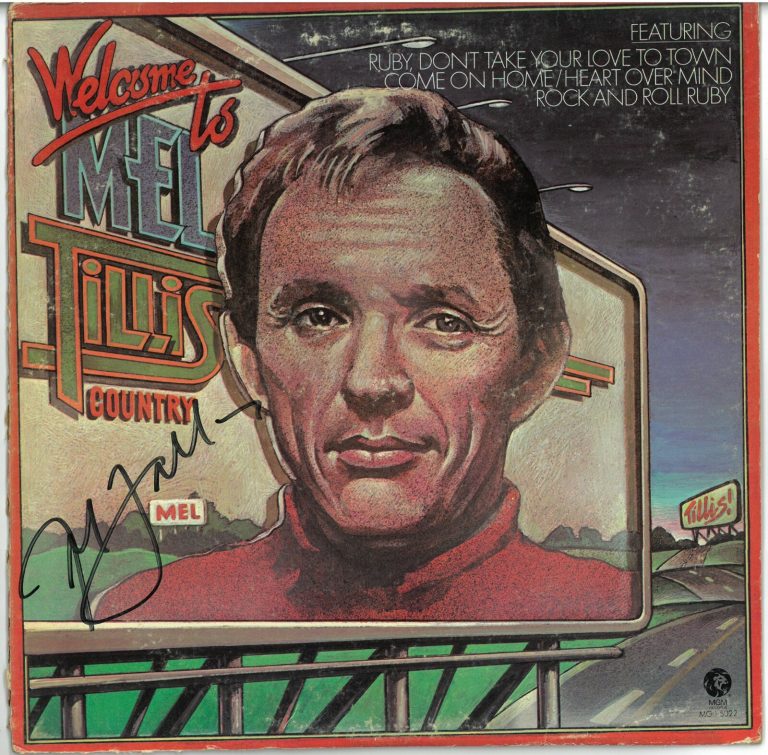 Mel Tillis signed 76 Welcome Mel Tillis Country Album Cover/LP/Vinyl Record- JSA