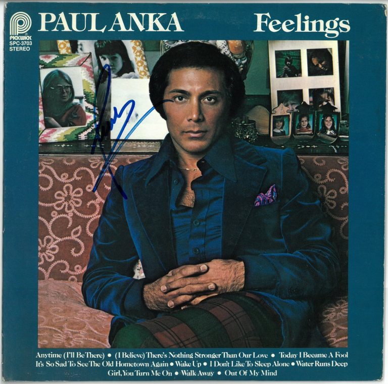 Paul Anka signed 1975 Feelings Album Cover/LP/Vinyl Record - JSA #EE57970