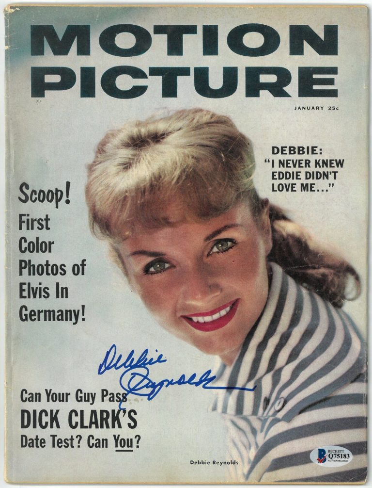 Debbie Reynolds signed Motion Picture Full Magazine January 1959 - Beckett/BAS