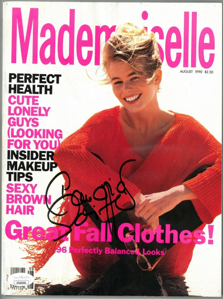 Claudia Schiffer signed Mademoiselle Full Magazine August 1990 - JSA (no label)