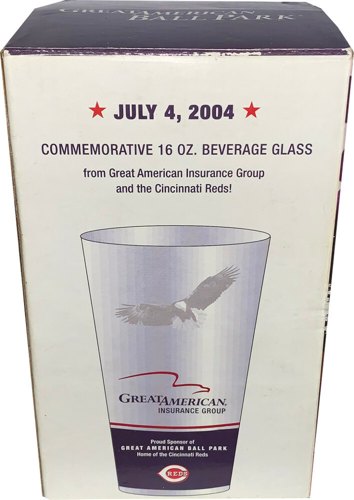 Cincinnati Reds July 4, 2004 Great American Ballpark 16 oz Beverage Glass – New