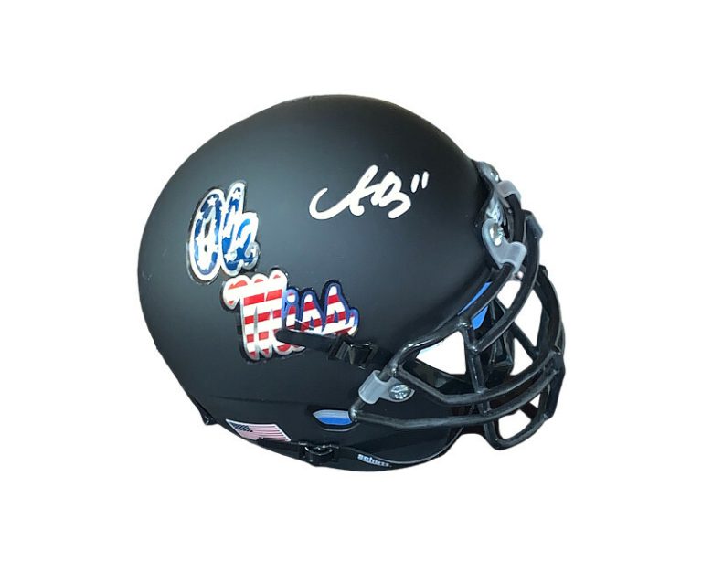 AJ (A.J.) Brown signed Ole Miss Rebels Schutt Black Matte Mini Helmet #11 - JSA