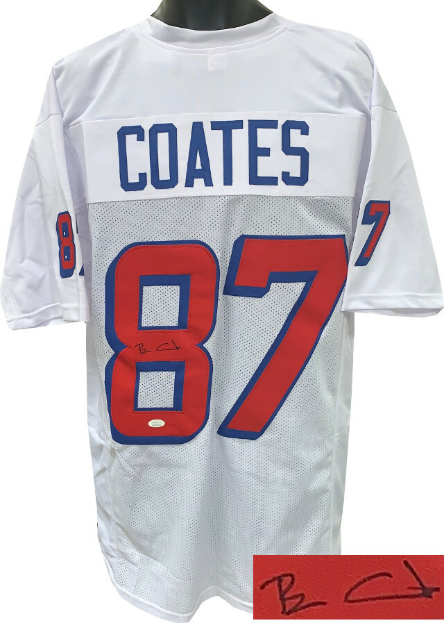 Ben Coates signed White TB Custom Stitched Pro Style FB Jersey XL- JSA Witnessed