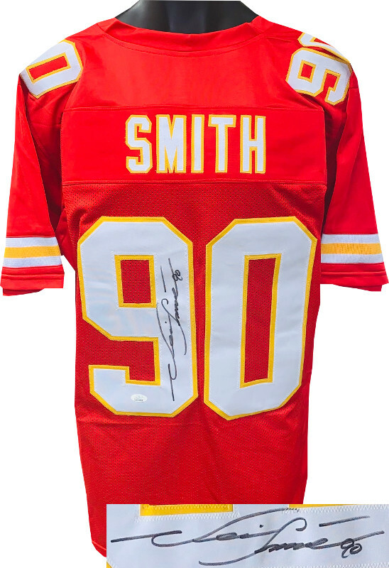 Neil Smith signed  Kansas City Custom Stitched Pro Style FB Jersey #90 XL-JSA
