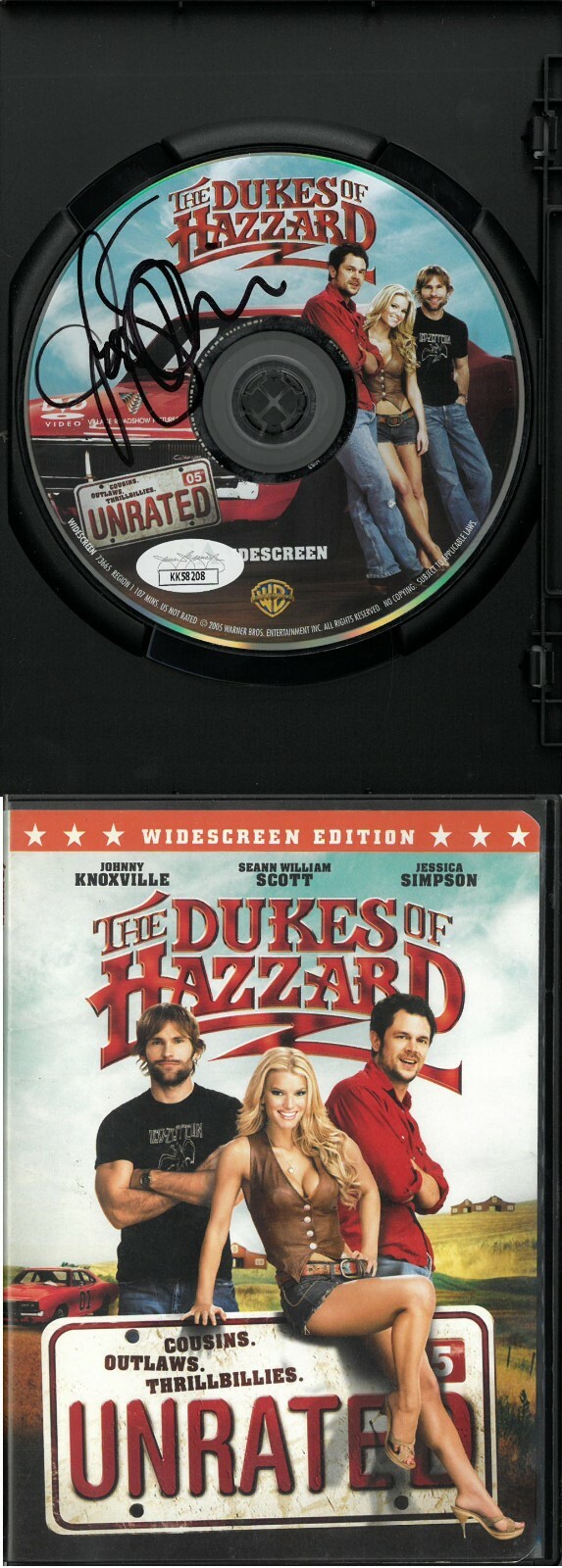 Jessica Simpson signed 2005 The Dukes of Hazzard DVD Movie Video Cover/Disc- JSA