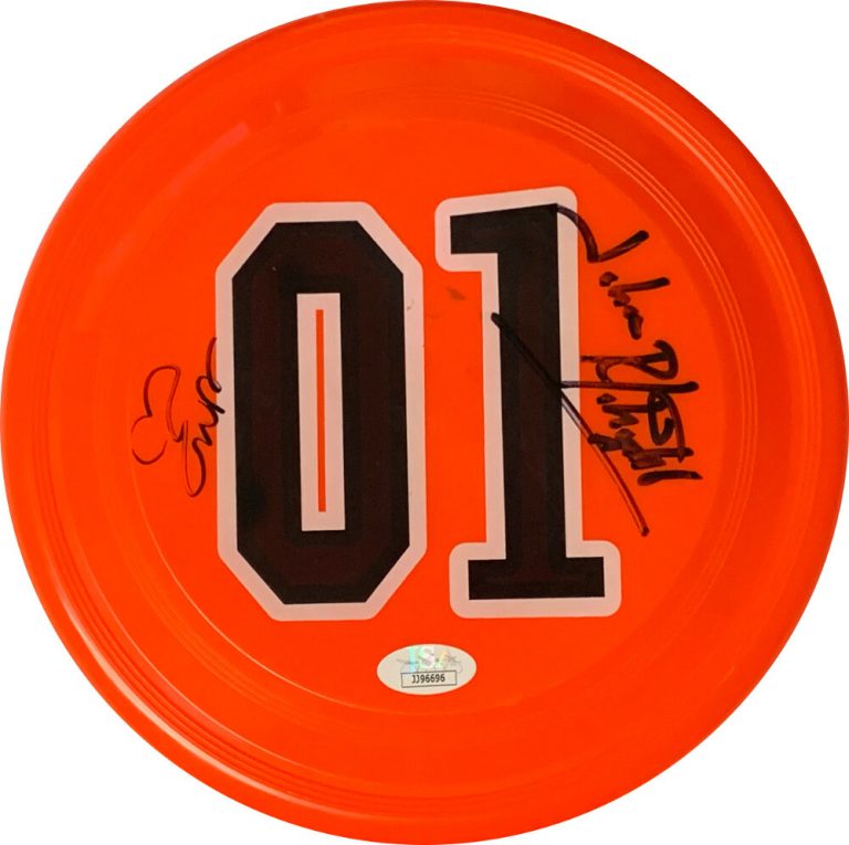 John Schneider/Jessica Simpson signed Dukes Of Hazzard General Lee Frisbee - JSA