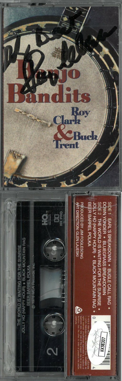 Roy Clark signed 1978 Banjo Bandits Cassette Cover/Tape/Case with All Best- JSA
