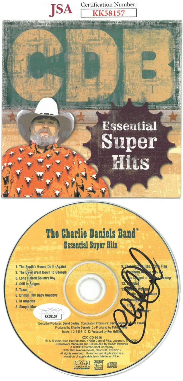 The Charlie Daniels Band signed 2004 Essential Super Hits Album CD w/ Cover- JSA