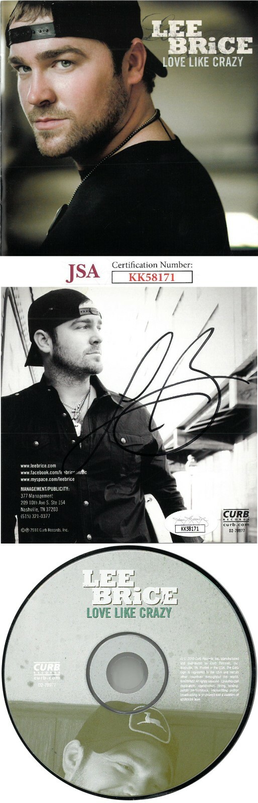 Lee Brice signed 2010 Love Like Crazy Album Inside Cover & CD w/ Case - JSA
