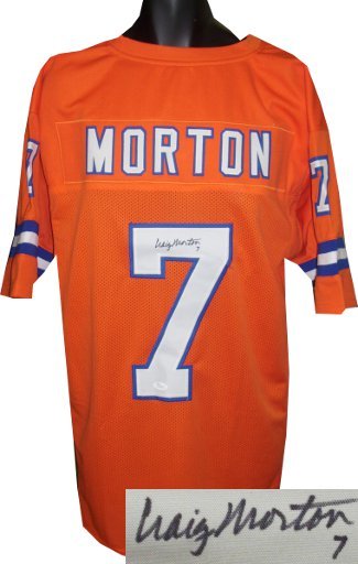 Craig Morton signed Orange TB Custom Stitched Pro Style FB Jersey XL #7- JSA