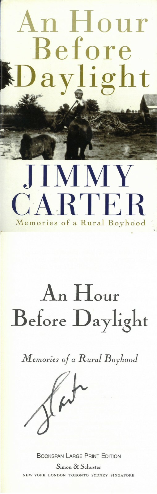 President Jimmy Carter signed 2001 An Hour Before Daylight Hardcover Book- JSA