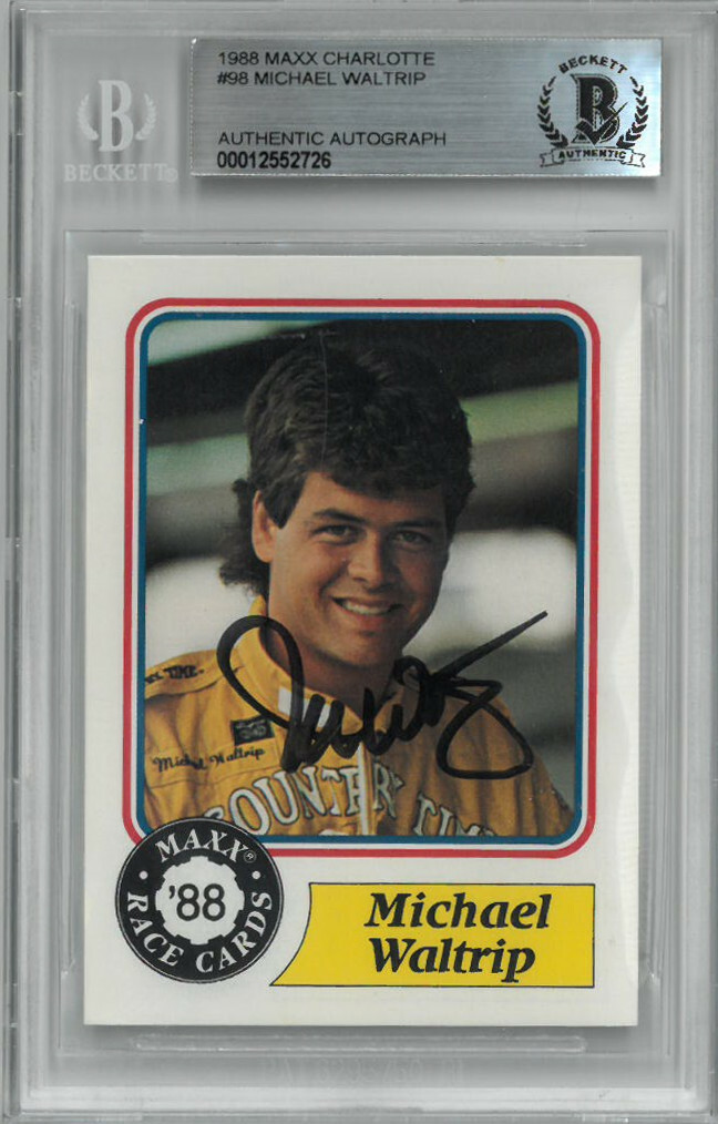 Michael Waltrip signed 1988 Maxx/Charlotte NASCAR Racing Rookie RC Card- Beckett