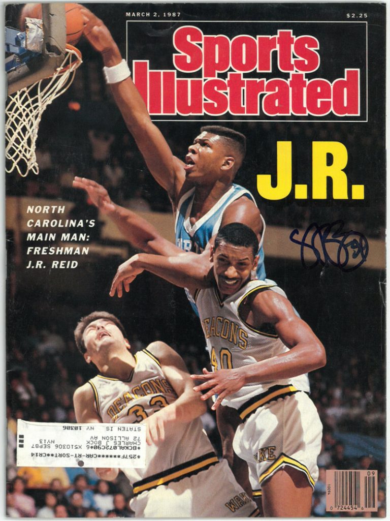 JR/J.R. Reid signed 1987 Sports Illustrated  Magazine 3/2/87 UNC Tar Heels - JSA