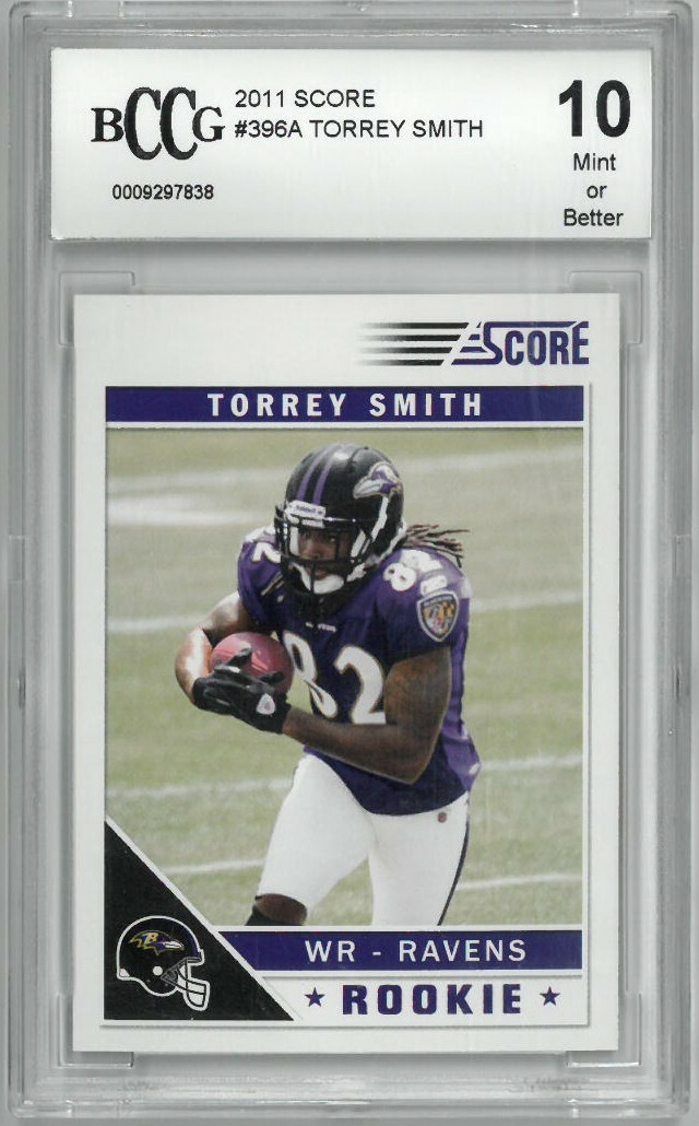 Torrey Smith 2011 Score Rookie Card (RC) #396A- Beckett/BCCG Graded 10 Mint