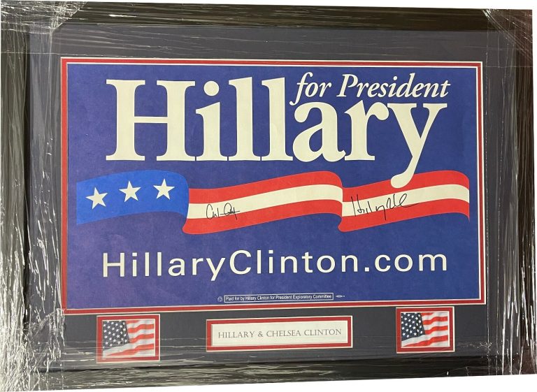 Hillary Clinton Dual signed 2016 President 14”x21” Campaign Poster Framing – JSA