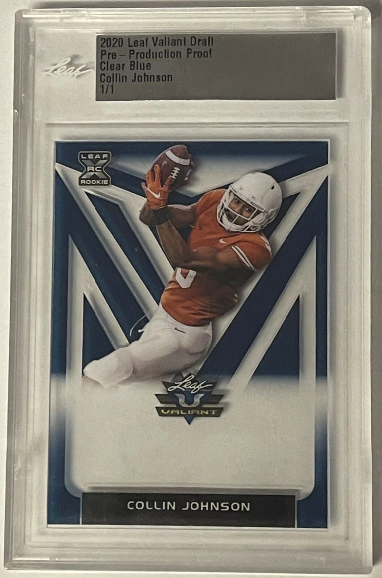 Collin Johnson 2020 Leaf Valiant Draft Pre-Production Proof Clear Rookie RC- 1/1