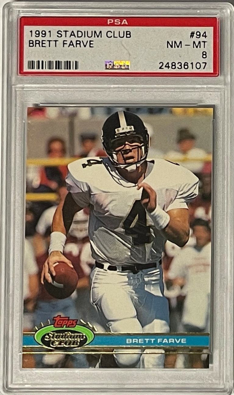 Brett Favre 1991 Topps Stadium Club Rookie Card (RC) #94- PSA Graded 8 NM-MT