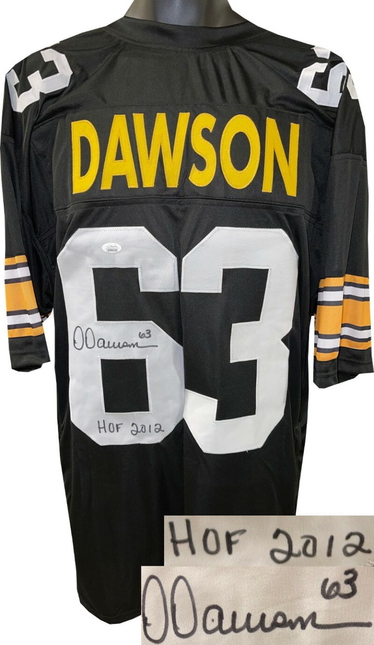 Dermontti Dawson signed Pittsburgh Black Custom Stitched Jersey HOF 2012- JSA