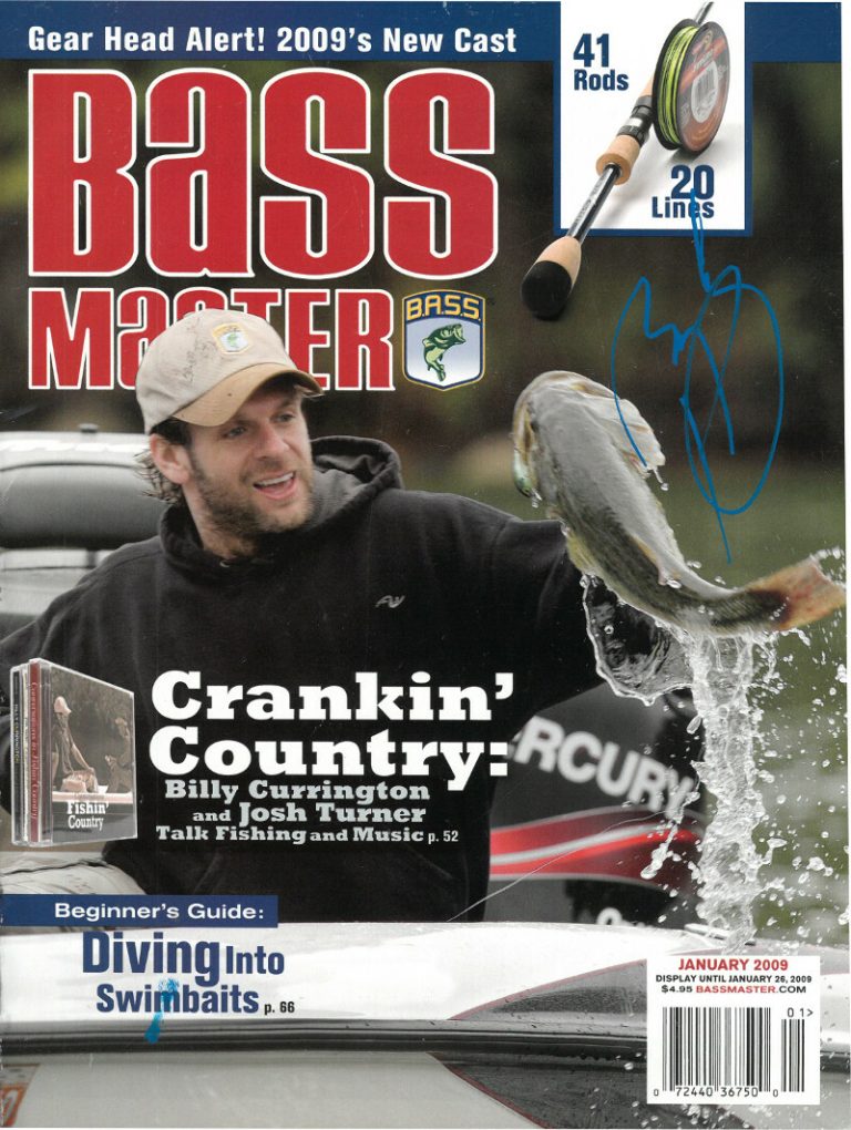 Billy Currington signed 2009 Bass Master Full Magazine Fishin’ Country