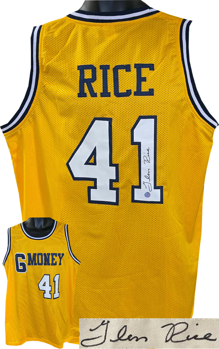 Glen Rice signed Michigan GMoney Yellow Custom Stitched College Jersey- AWM Holo