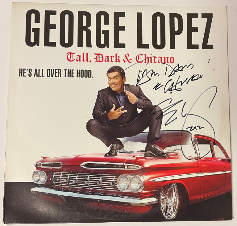 George Lopez signed 2012 Tall,Dark & Chicano Comedy Album Cover/LP/Vinyl Beckett